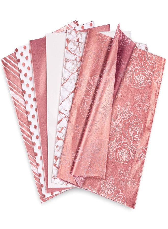 وولاين ورق تغليف هدايا أنيق ومتنوع من والين، 60 قطعة، لون ذهبي وردي، مقاس 13.8 × 19.7 بوصة، ورق تغليف مزين بالزهور لعيد الأم، ورق فني لحفلات الزفاف وأعياد الميلاد والأعمال الفنية اليدوية. - Image 1